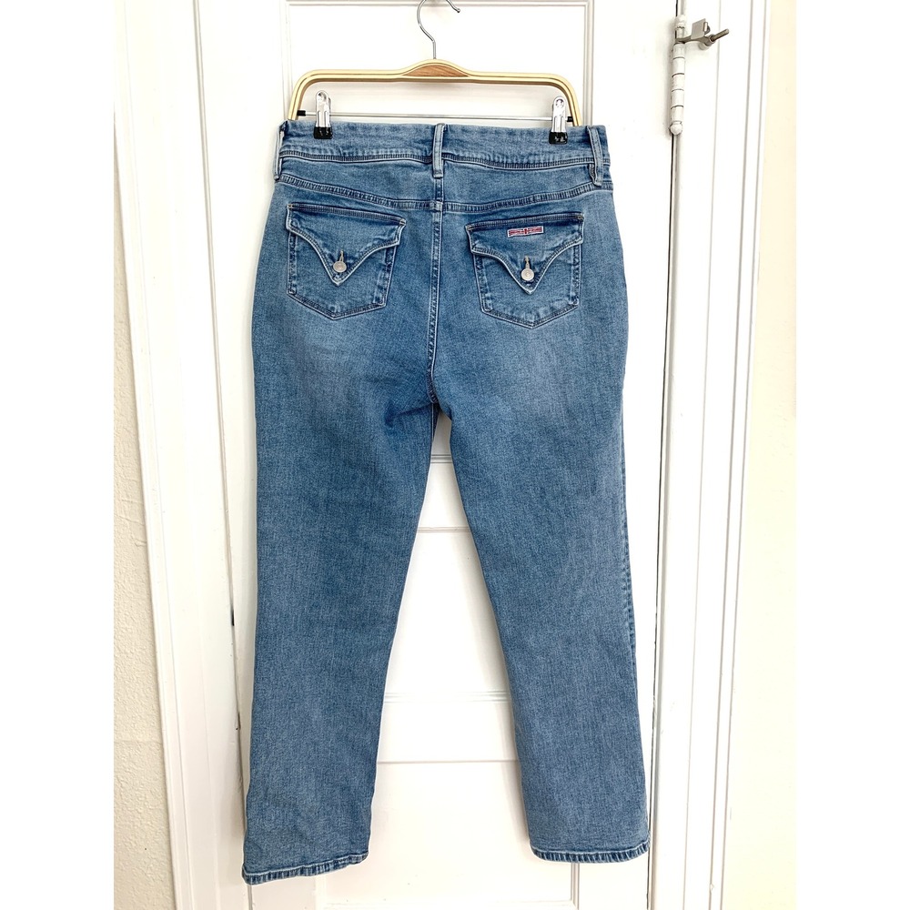Hudson Los Angeles Straight Leg Denim Jeans 12 Blue Flap British Flag Pocket